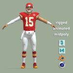 A-Pose rigged Patrick Mahomes NFL lowpoly