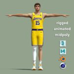 T-Pose rigged Austin Reaves Los Angeles Lakers