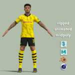 T-Pose Rigged Jadon Sancho Borussia Dortmund