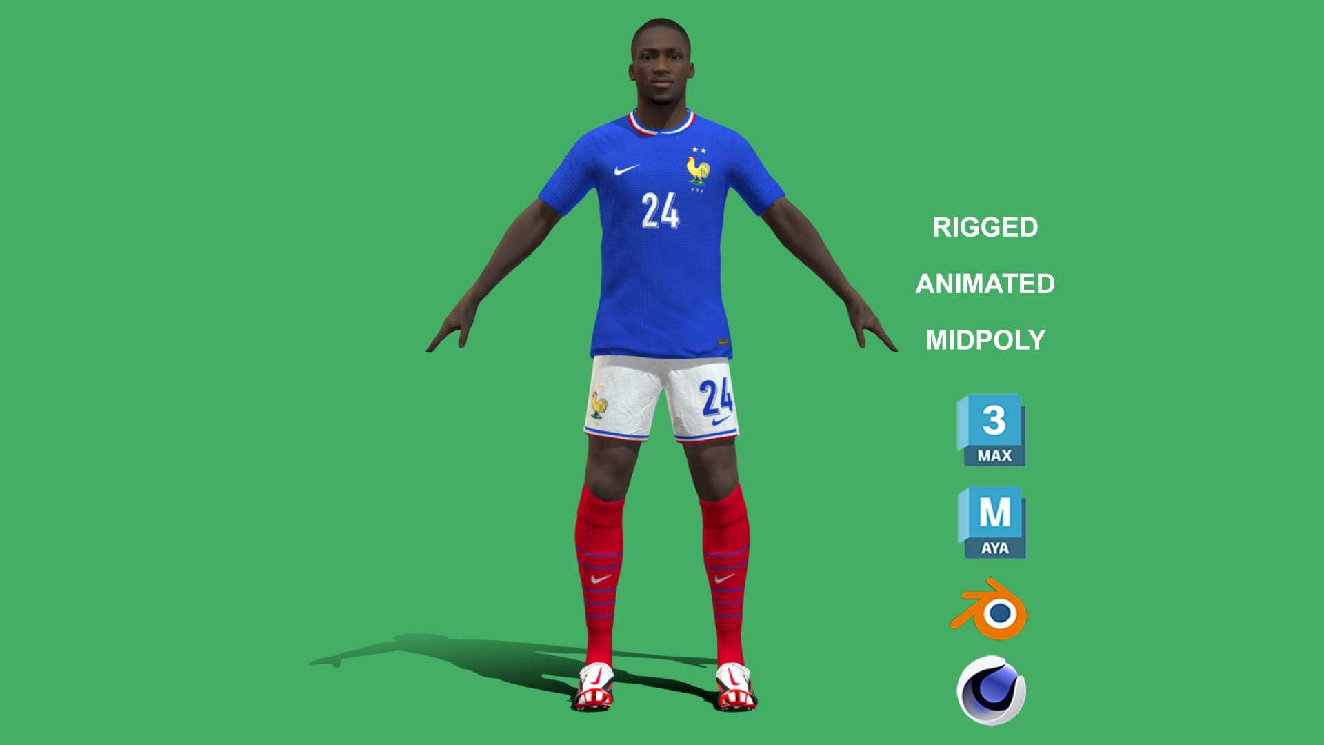 Konate_Euro_1 3D Rigged Ibrahima Konate France Euro 2024