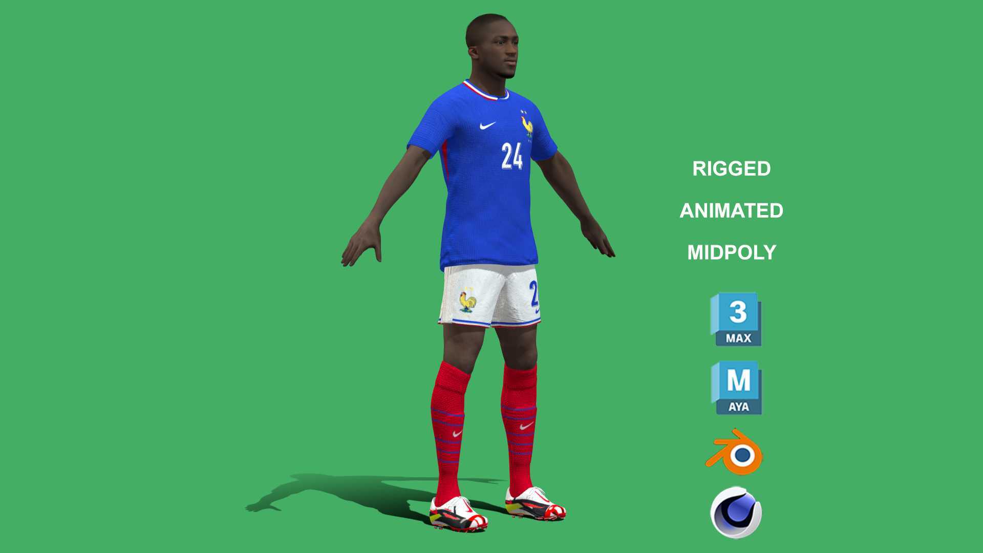 Konate_Euro_2 3D Rigged Ibrahima Konate France Euro 2024
