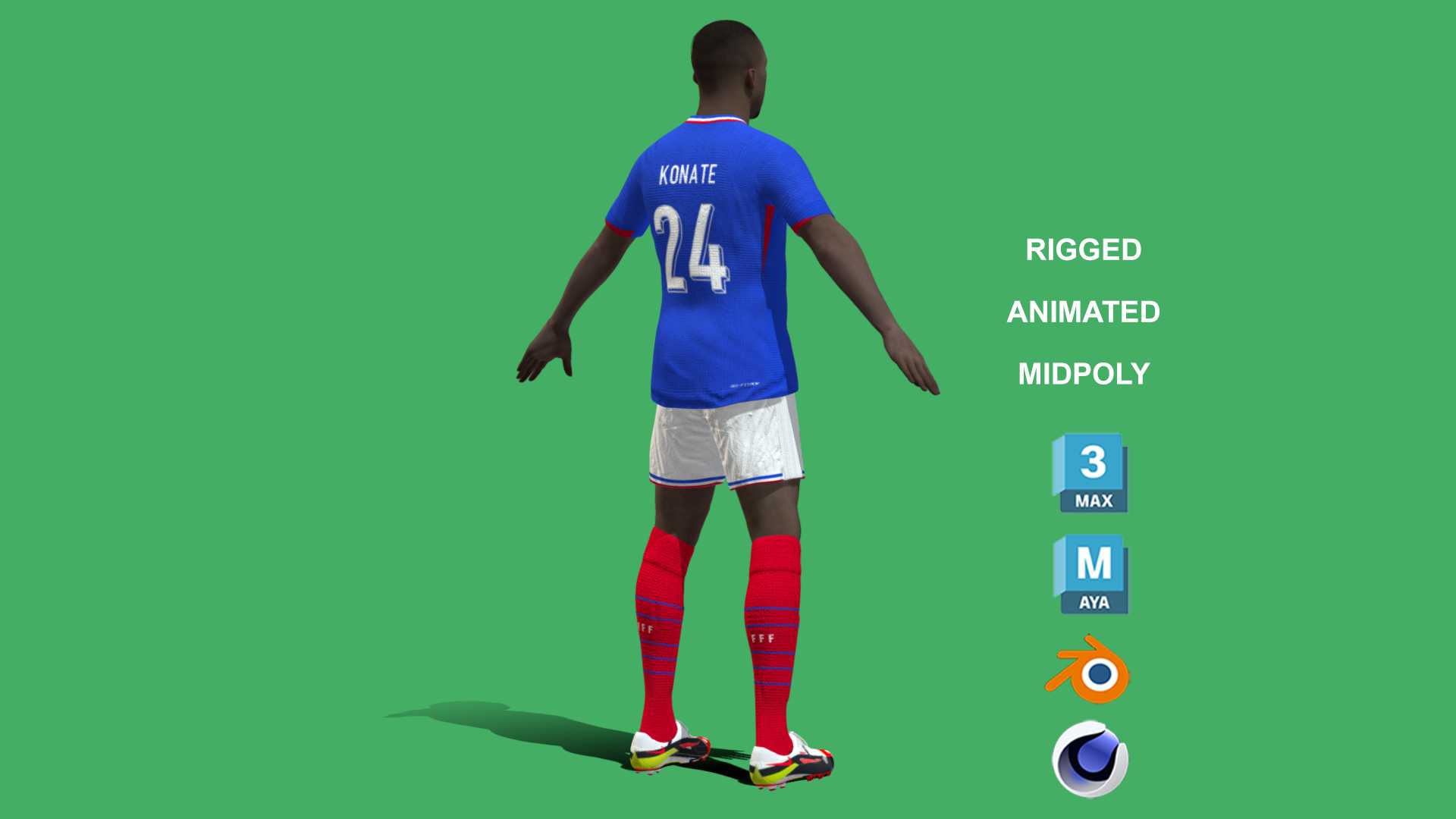 Konate_Euro_4 3D Rigged Ibrahima Konate France Euro 2024