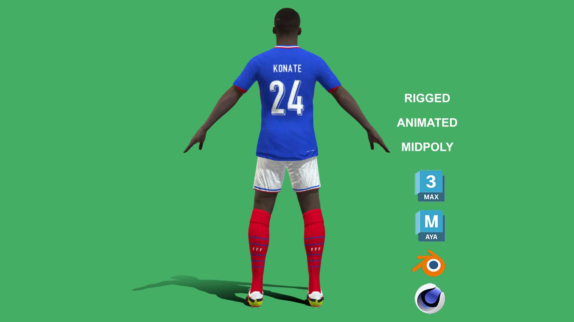 Konate_Euro_5 3D Rigged Ibrahima Konate France Euro 2024