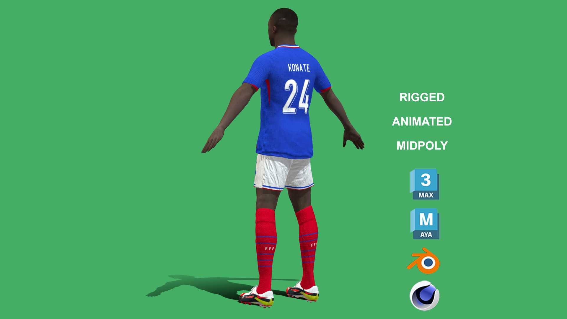 Konate_Euro_6 3D Rigged Ibrahima Konate France Euro 2024