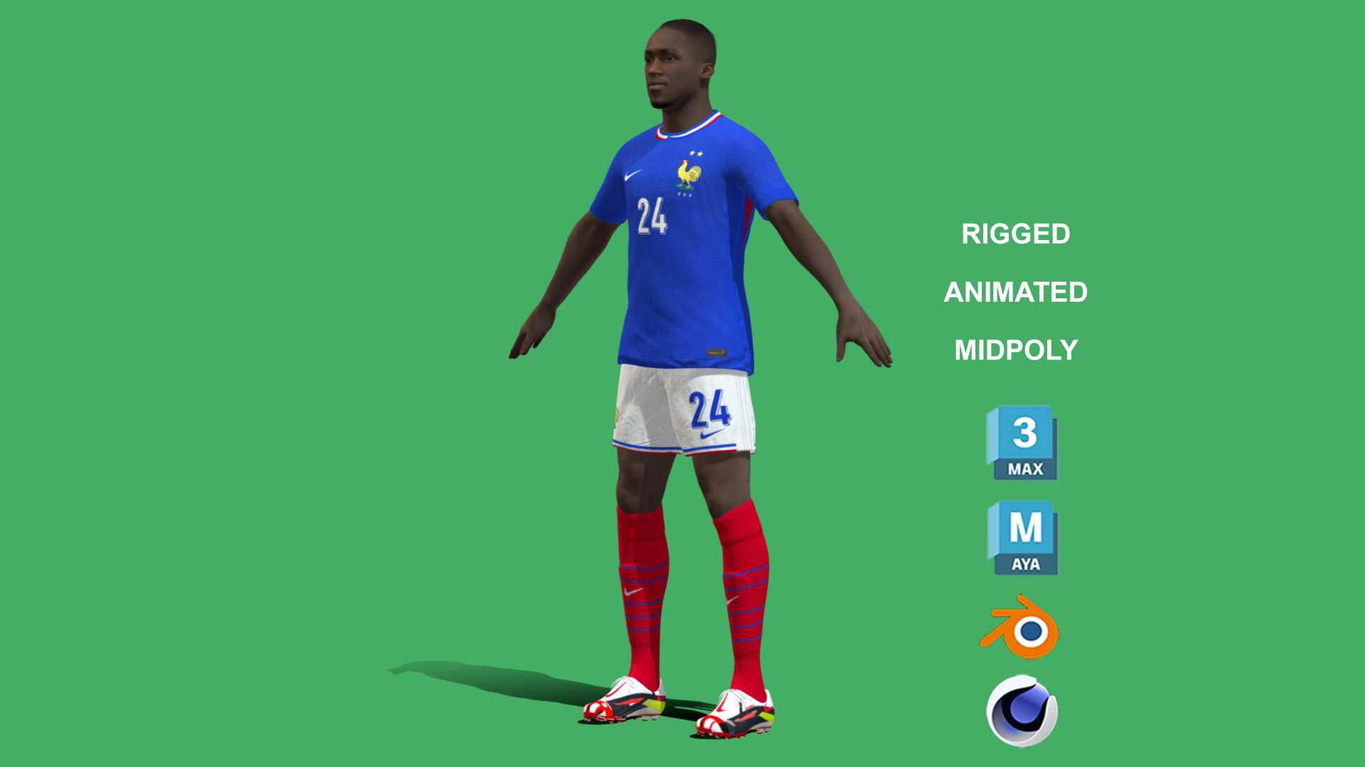 Konate_Euro_8 3D Rigged Ibrahima Konate France Euro 2024