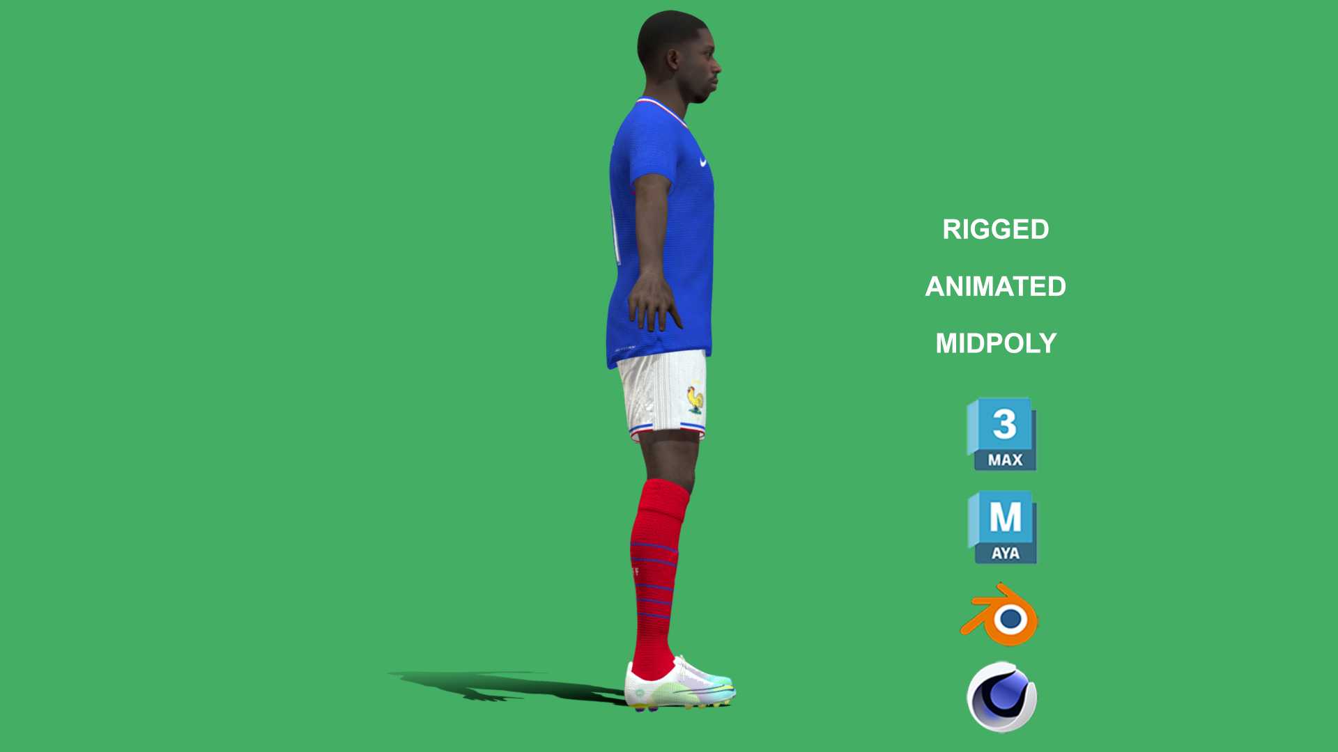 Dembele_Euro_3 3D Rigged Ousmane Dembele France Euro 2024