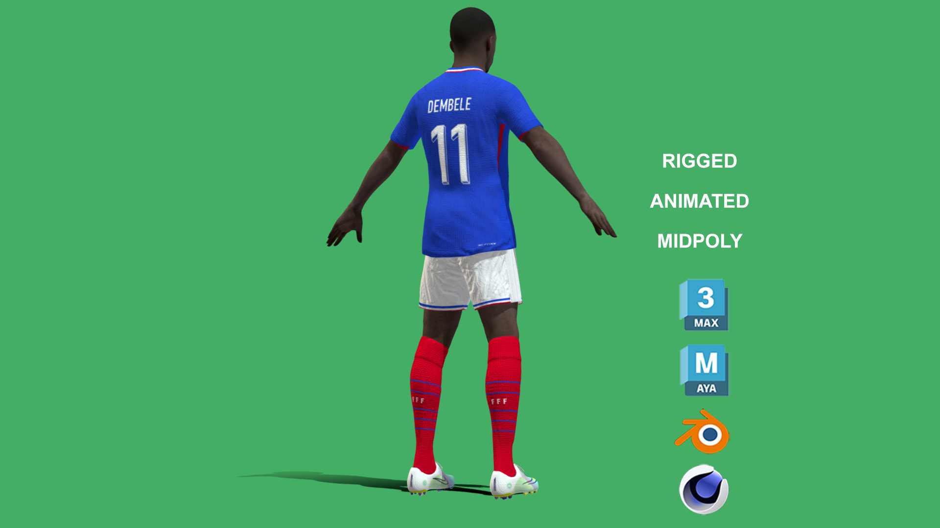 Dembele_Euro_4 3D Rigged Ousmane Dembele France Euro 2024