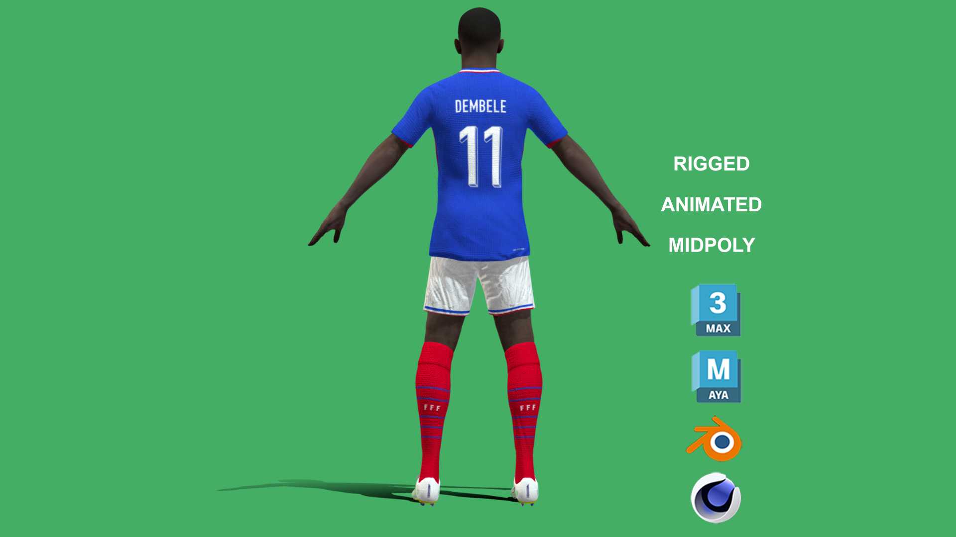 Dembele_Euro_5 3D Rigged Ousmane Dembele France Euro 2024