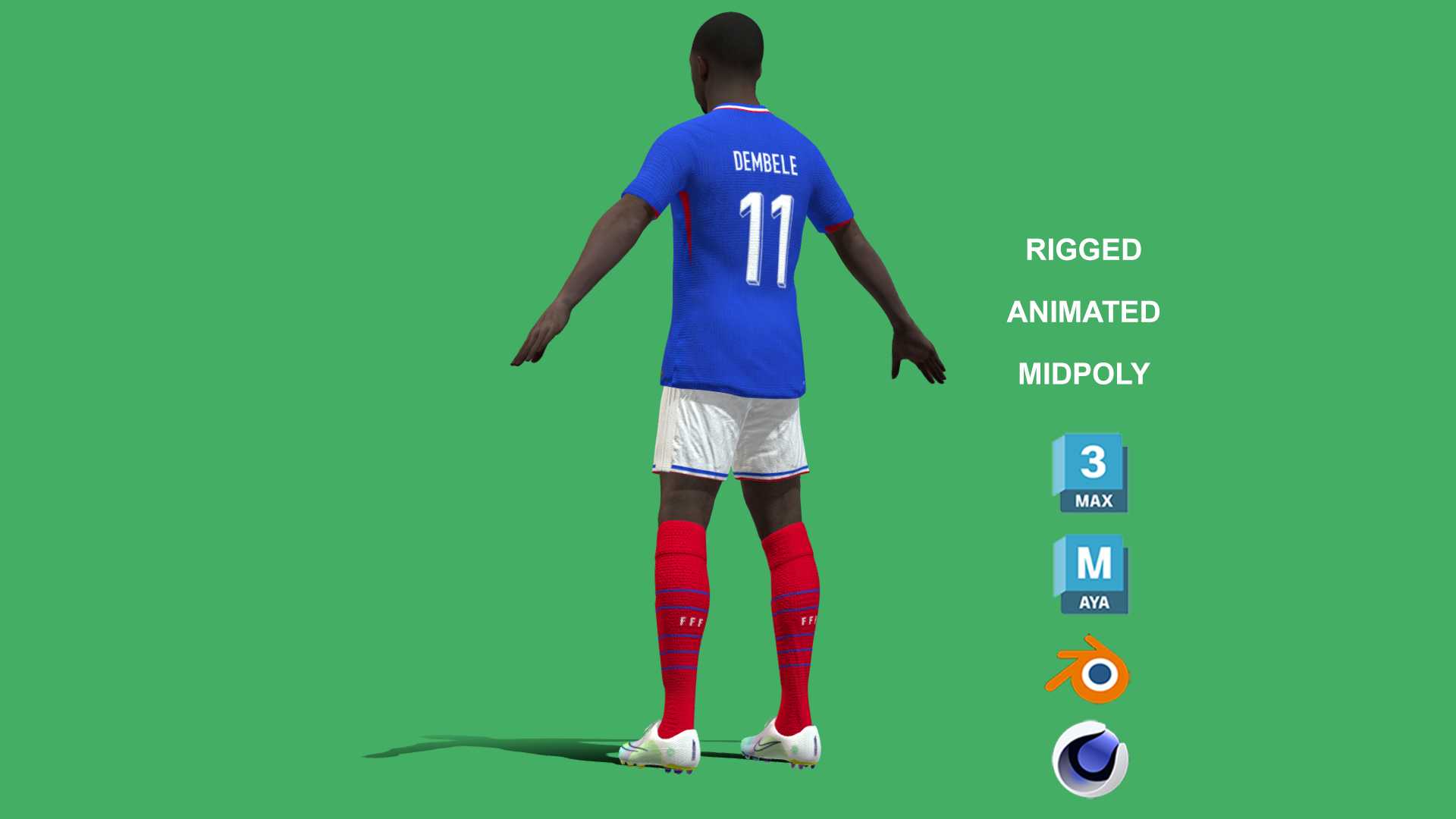 Dembele_Euro_6 3D Rigged Ousmane Dembele France Euro 2024