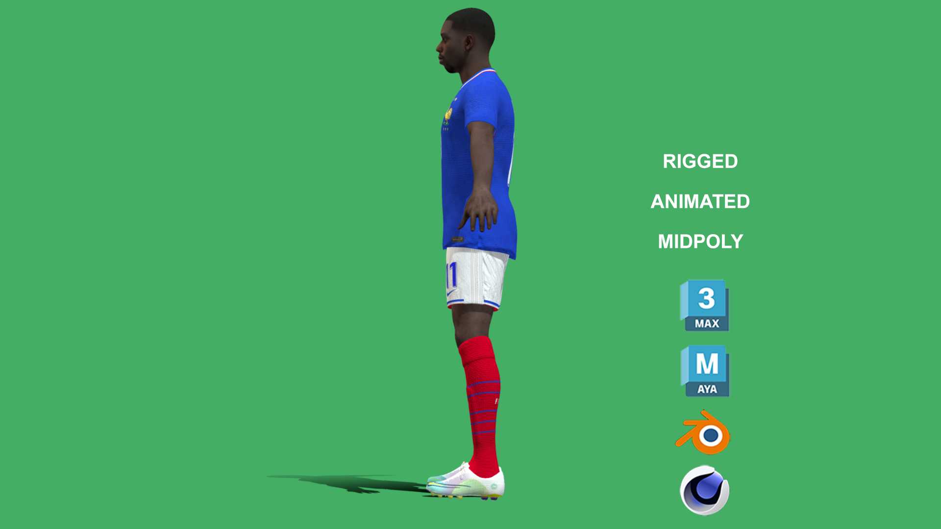 Dembele_Euro_7 3D Rigged Ousmane Dembele France Euro 2024