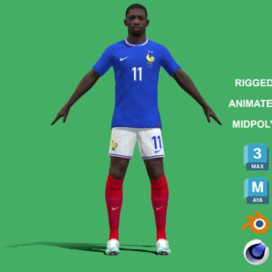 3D Rigged Ousmane Dembele France Euro 2024