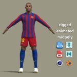 T-Pose Rigged Ronaldinho Barcelona 2005
