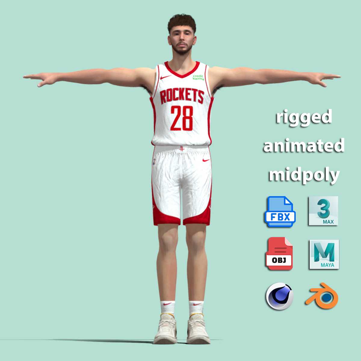 a1 T-Pose Rigged Alperen Sengun Houston Rockets