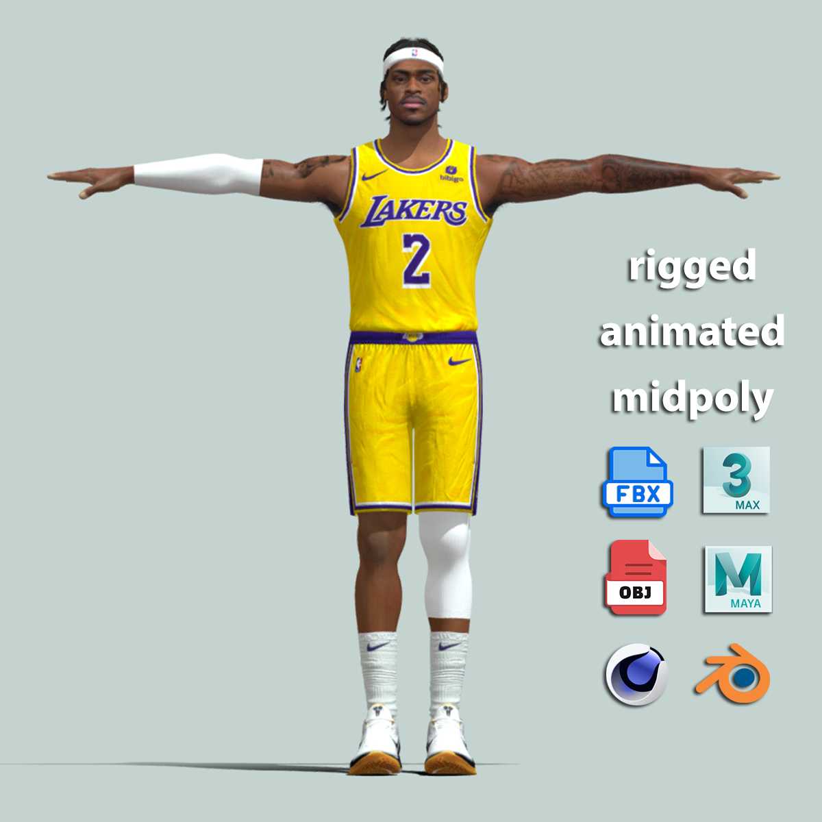 a1 T-Pose Rigged Jarred Vanderbilt Los Angeles Lakers