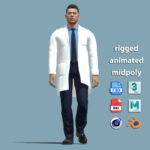 3D rigged Doctor walking