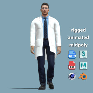 3D rigged Doctor walking