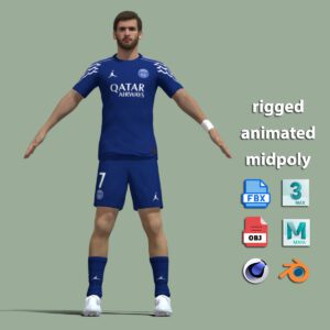 T-Pose Rigged Kvaratskhelia PSG
