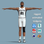 T-Pose Rigged Tim Duncan Antonio Spurs