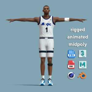 Home 25 T-Pose Rigged Penny Hardaway Orlando Magic 1995