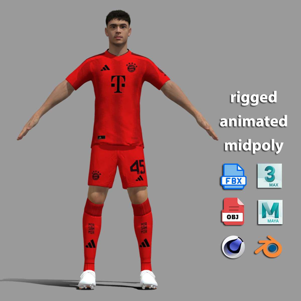 a1 T-Pose Rigged Pavlovic Bayern Munich 24-25