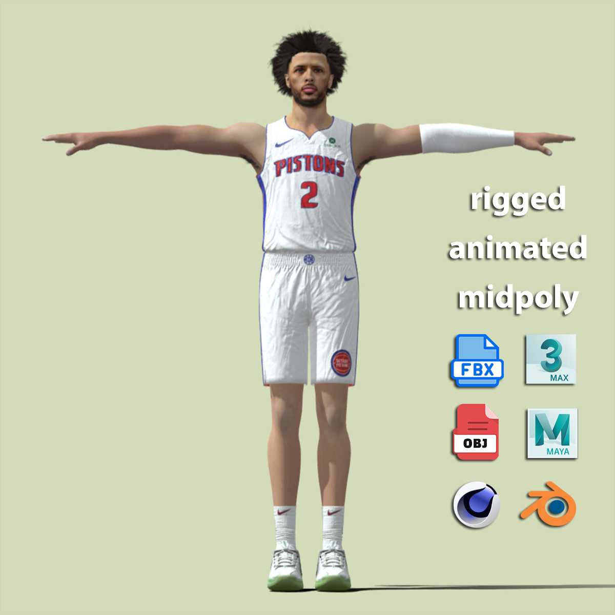 a1 T-Pose Rigged Cade Cunningham Detroit Pistons