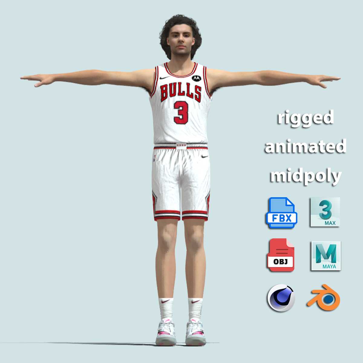a1 T-Pose Rigged Josh Giddey Chicago Bulls