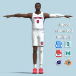 T-Pose Rigged Jalen Duren Detroit Pistons NBA