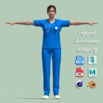T-Pose Rigged Nurse