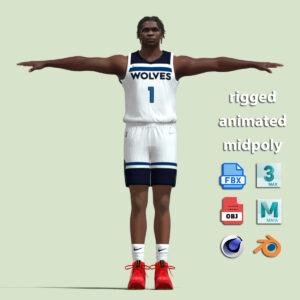 T-Pose Rigged Anthony Edwards Minnesota Timberwolves