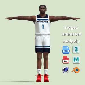 T-Pose Rigged Anthony Edwards Minnesota Timberwolves