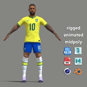 A-Pose Rigged Neymar Brazil Worldcup 2026
