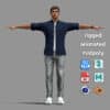 Realistic Rigged Casual Man - Full Body & Face Rig T-Pose