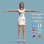 Realistic Rigged Girl – Full Body & Face Rig T- Pose