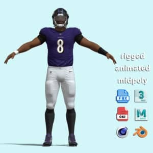 A-Pose Rigged Lamar Jackson Ravens NFL