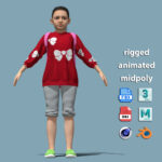A-Pose Rigged Little Girl