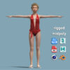Realistic Rigged Woman in Swimsuit (T-Pose)