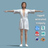 T-Pose Rigged Woman In Bathrobe