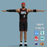 T-Pose Rigged Allen Iverson Philadelphia 76ers