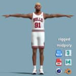 T-Pose Rigged Dennis Rodman Chicago Bulls