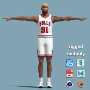 T-Pose Rigged Dennis Rodman Chicago Bulls