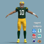 A-Pose Rigged Jordan Love Green Bay Packers NFL
