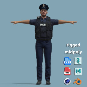 T-Pose Rigged Police Officer Character